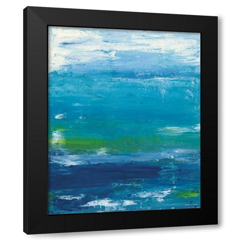 Abstract In Blue II Black Modern Wood Framed Art Print with Double Matting by Marrott, Stephanie