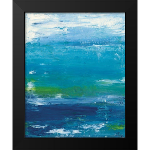 Abstract In Blue II Black Modern Wood Framed Art Print by Marrott, Stephanie
