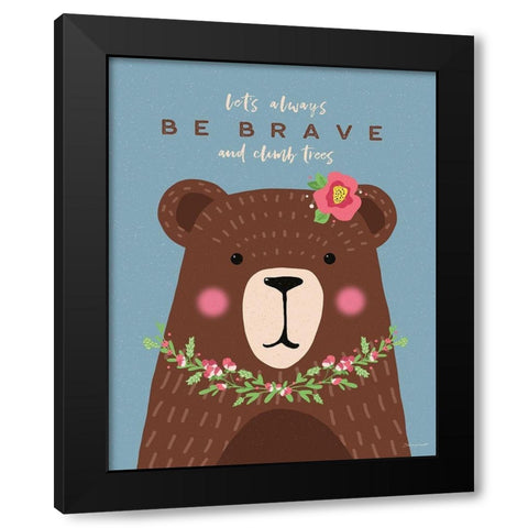 Brave Bear Black Modern Wood Framed Art Print by Marrott, Stephanie
