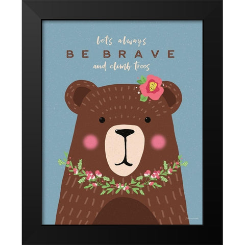 Brave Bear Black Modern Wood Framed Art Print by Marrott, Stephanie