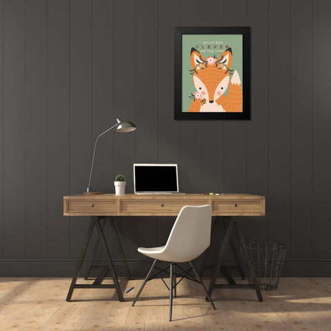 Clever Fox Black Modern Wood Framed Art Print by Marrott, Stephanie