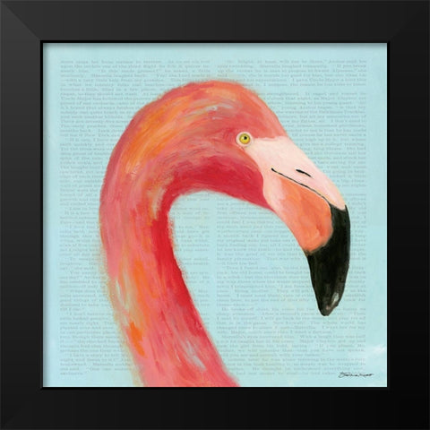Flamingo Face Black Modern Wood Framed Art Print by Marrott, Stephanie