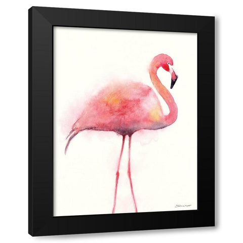 Flamingo II Black Modern Wood Framed Art Print with Double Matting by Marrott, Stephanie