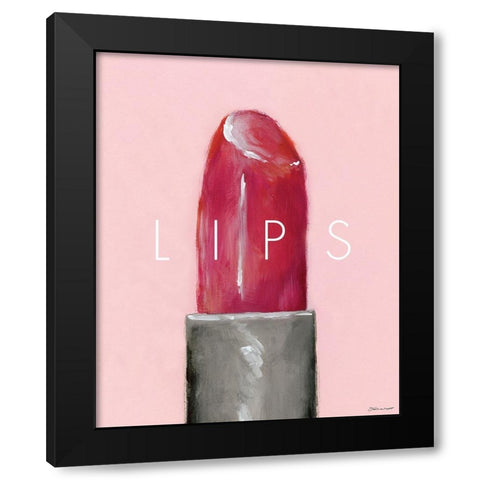 Lips Black Modern Wood Framed Art Print by Marrott, Stephanie