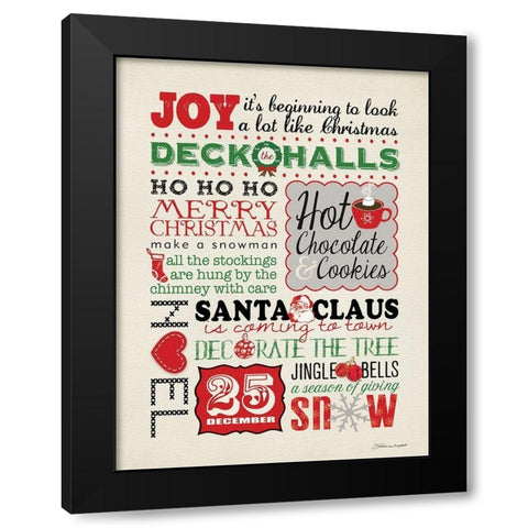Deck The Halls Black Modern Wood Framed Art Print with Double Matting by Marrott, Stephanie