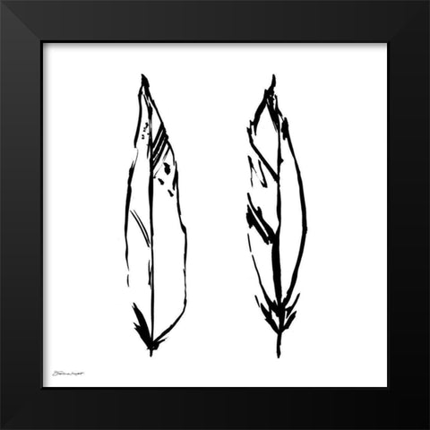 Two Feathers Black Modern Wood Framed Art Print by Marrott, Stephanie