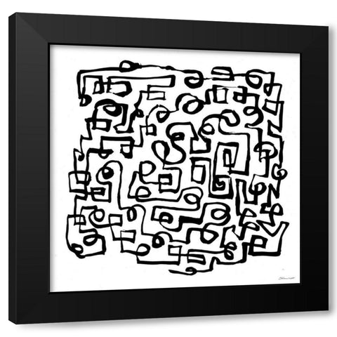 Scribbles Black Modern Wood Framed Art Print by Marrott, Stephanie