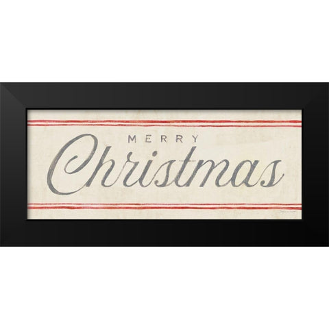 Flour Sack - Merry Christmas Black Modern Wood Framed Art Print by Marrott, Stephanie