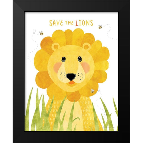 Save The Lions Black Modern Wood Framed Art Print by Marrott, Stephanie