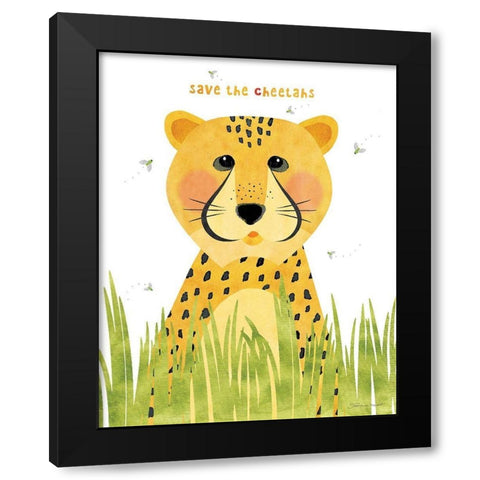 Save The Cheetah Black Modern Wood Framed Art Print by Marrott, Stephanie