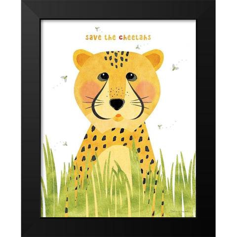 Save The Cheetah Black Modern Wood Framed Art Print by Marrott, Stephanie
