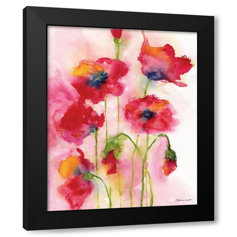 Poppy Impressions I Black Modern Wood Framed Art Print by Marrott, Stephanie
