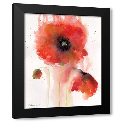 Poppy Impressions II Black Modern Wood Framed Art Print with Double Matting by Marrott, Stephanie