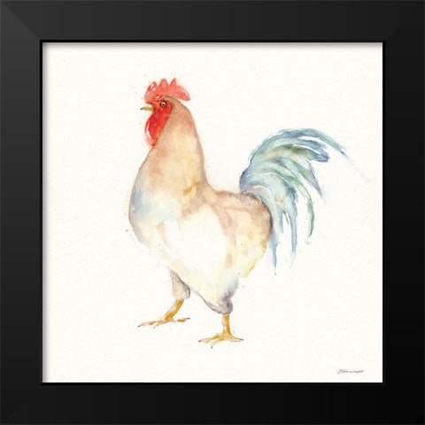 On The Farm Rooster Black Modern Wood Framed Art Print by Marrott, Stephanie
