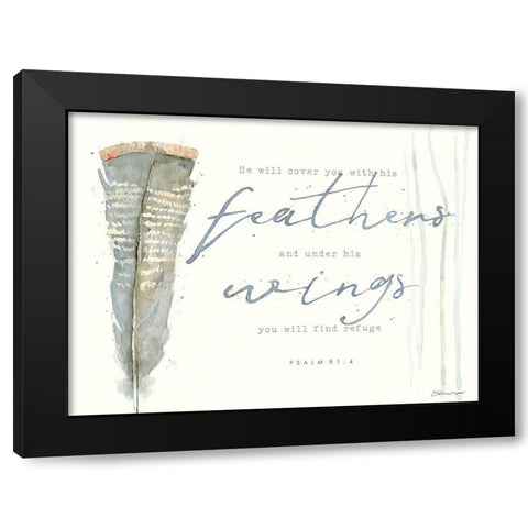 His Feathers Black Modern Wood Framed Art Print by Marrott, Stephanie