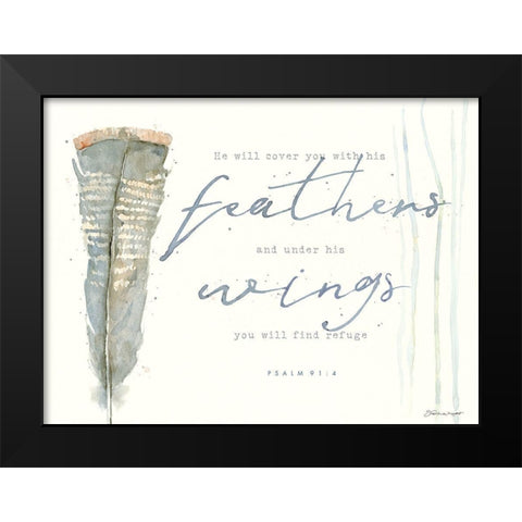 His Feathers Black Modern Wood Framed Art Print by Marrott, Stephanie