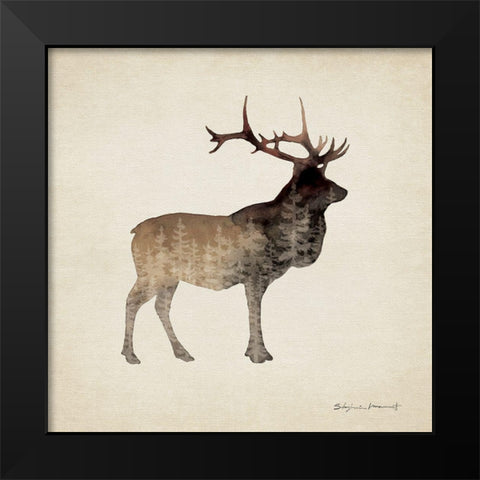 Forest Elk Black Modern Wood Framed Art Print by Marrott, Stephanie