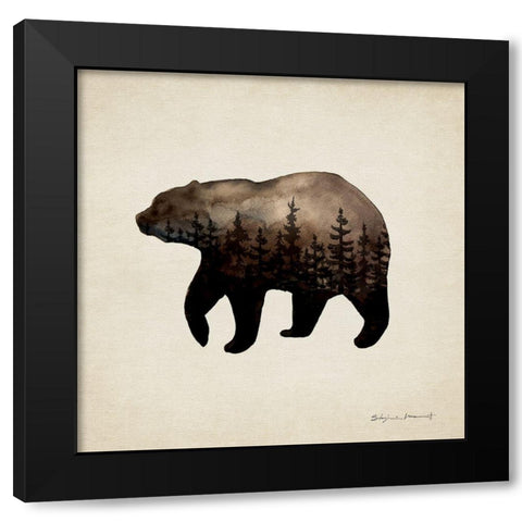 Forest Bear Black Modern Wood Framed Art Print by Marrott, Stephanie