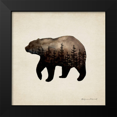 Forest Bear Black Modern Wood Framed Art Print by Marrott, Stephanie