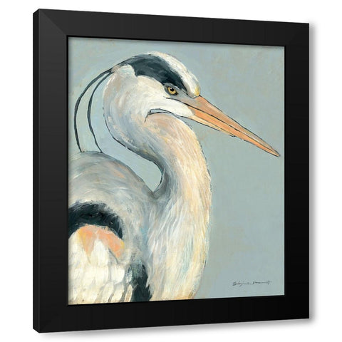 Heron On Grey Black Modern Wood Framed Art Print by Marrott, Stephanie