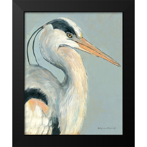 Heron On Grey Black Modern Wood Framed Art Print by Marrott, Stephanie