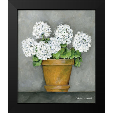 Geraniums In Bloom Black Modern Wood Framed Art Print by Marrott, Stephanie