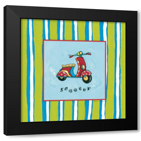 Scooter Black Modern Wood Framed Art Print by Marrott, Stephanie