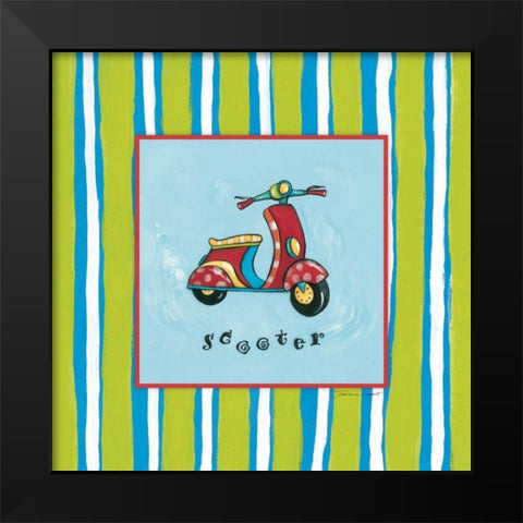 Scooter Black Modern Wood Framed Art Print by Marrott, Stephanie