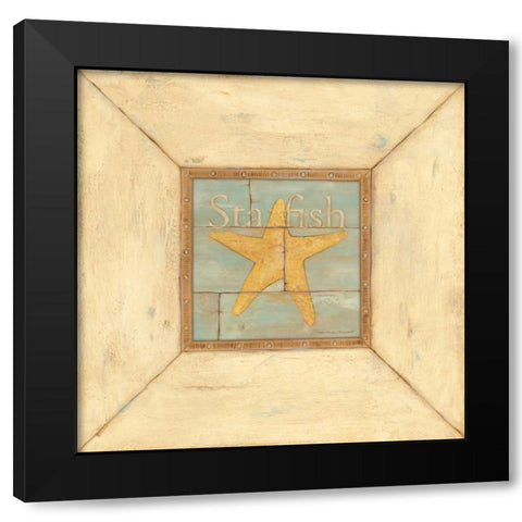 Starfish on Blue Black Modern Wood Framed Art Print by Marrott, Stephanie