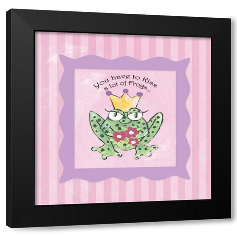 You Have to Kiss a Few Frogs Black Modern Wood Framed Art Print with Double Matting by Marrott, Stephanie