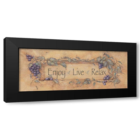 Enjoy Live Relax Black Modern Wood Framed Art Print by Marrott, Stephanie