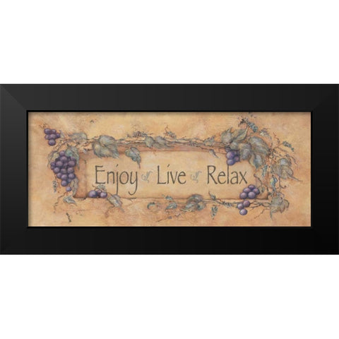 Enjoy Live Relax Black Modern Wood Framed Art Print by Marrott, Stephanie