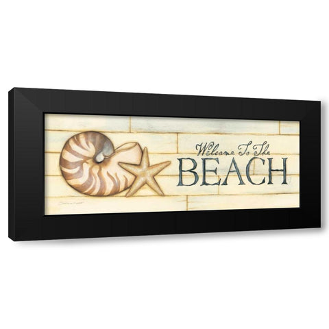 Welcome to the Beach Black Modern Wood Framed Art Print by Marrott, Stephanie
