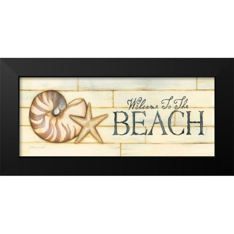 Welcome to the Beach Black Modern Wood Framed Art Print by Marrott, Stephanie