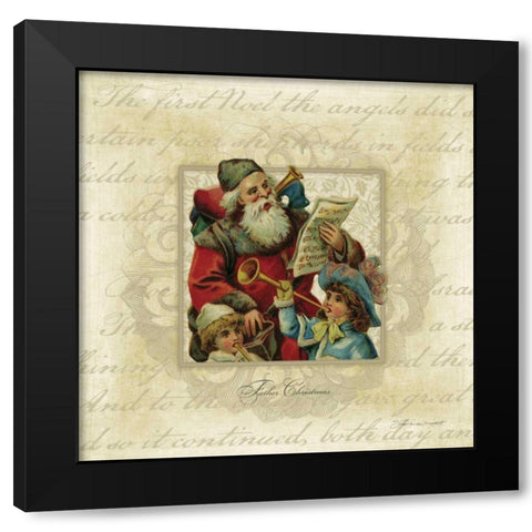 Father Christmas Black Modern Wood Framed Art Print by Marrott, Stephanie