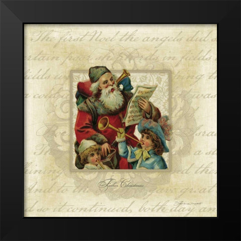 Father Christmas Black Modern Wood Framed Art Print by Marrott, Stephanie