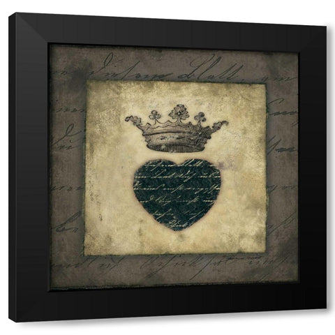 Script Heart Black Modern Wood Framed Art Print by Marrott, Stephanie