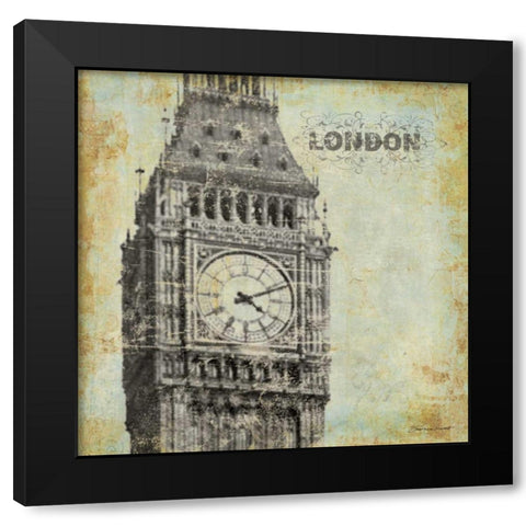 London Black Modern Wood Framed Art Print by Marrott, Stephanie
