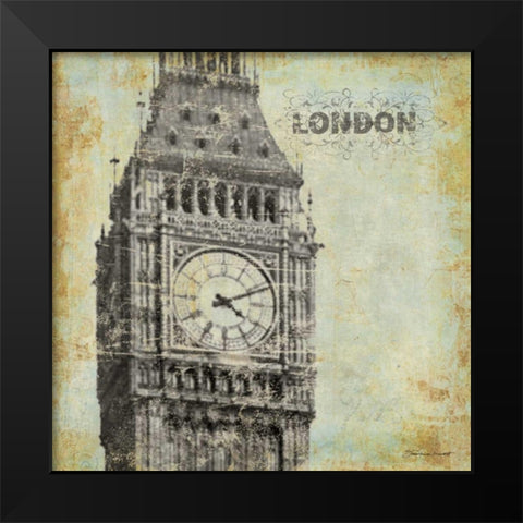 London Black Modern Wood Framed Art Print by Marrott, Stephanie