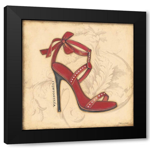 Fashionista Red Heel Black Modern Wood Framed Art Print with Double Matting by Marrott, Stephanie