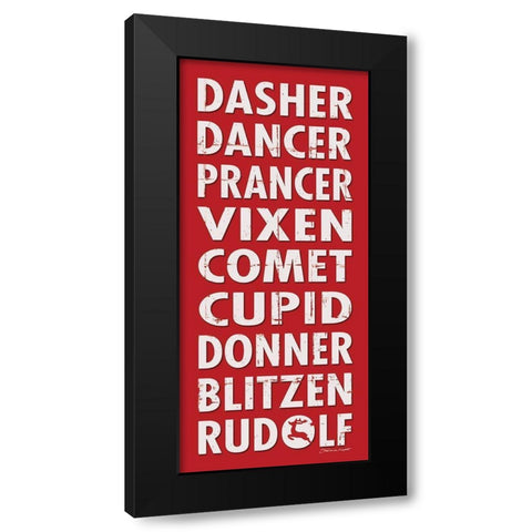 Reindeer Names Black Modern Wood Framed Art Print by Marrott, Stephanie