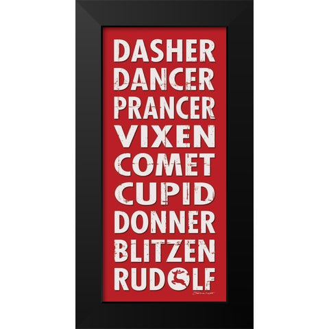 Reindeer Names Black Modern Wood Framed Art Print by Marrott, Stephanie