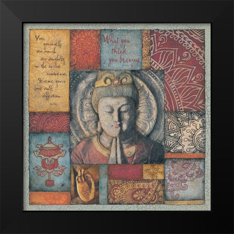 Buddha Tapestry III Black Modern Wood Framed Art Print by Marrott, Stephanie