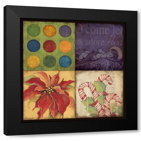 Holiday Patch I Black Modern Wood Framed Art Print with Double Matting by Marrott, Stephanie
