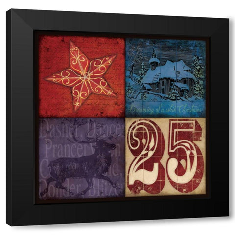 Holiday Patch II Black Modern Wood Framed Art Print with Double Matting by Marrott, Stephanie