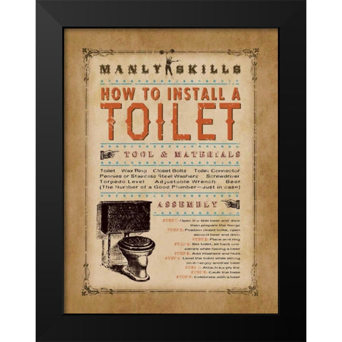 Manly Skills I Black Modern Wood Framed Art Print by Marrott, Stephanie