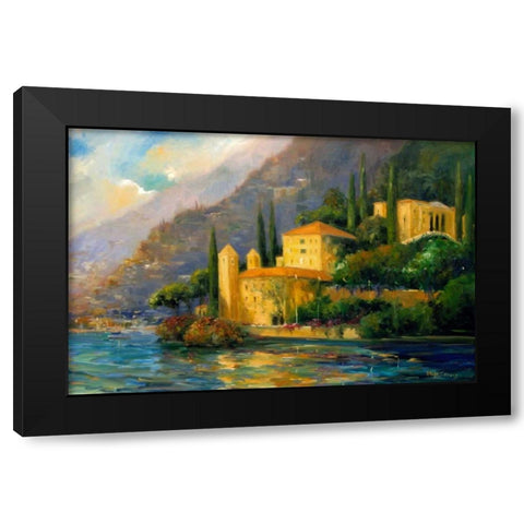 Lake Villa Black Modern Wood Framed Art Print with Double Matting by Stevens, Allayn