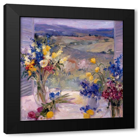 Tuscany Floral Black Modern Wood Framed Art Print by Stevens, Allayn