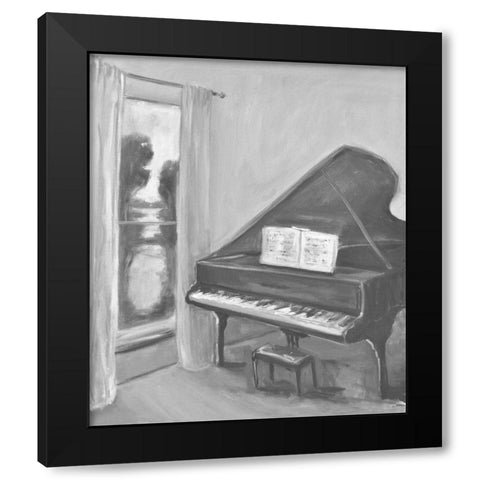 Piano -2 BW Black Modern Wood Framed Art Print by Stevens, Allayn