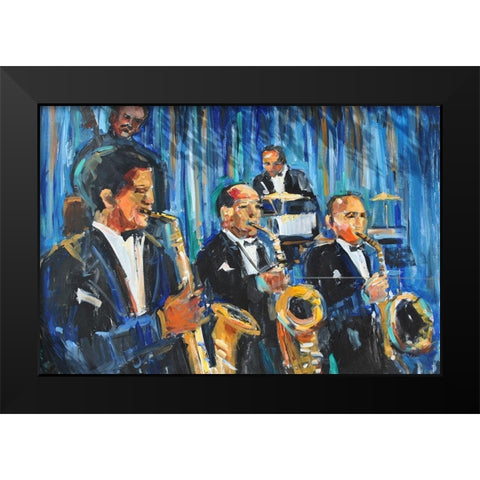 Horn Section Black Modern Wood Framed Art Print by Stevens, Allayn